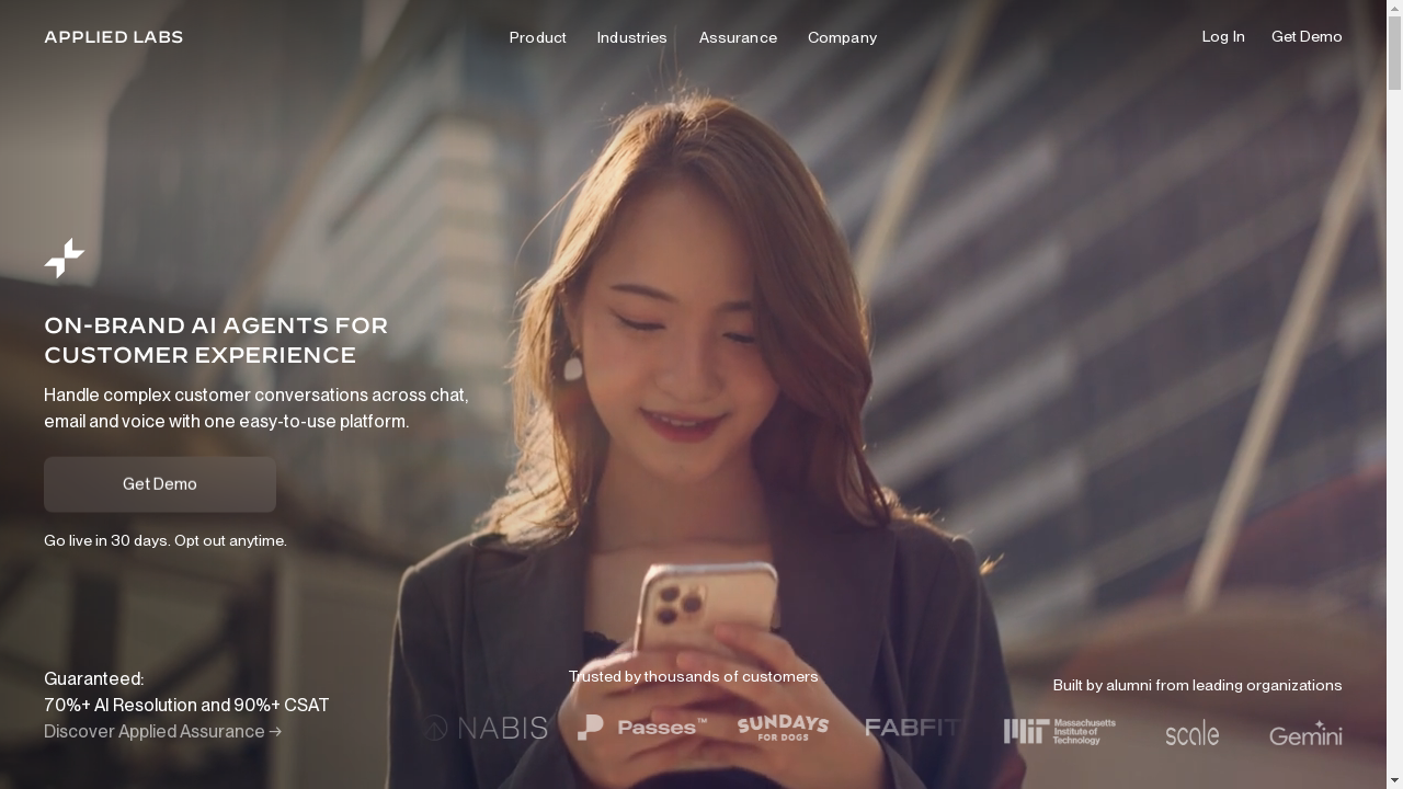 appliedlabs.ai desktop screenshot b2b webiste scoring