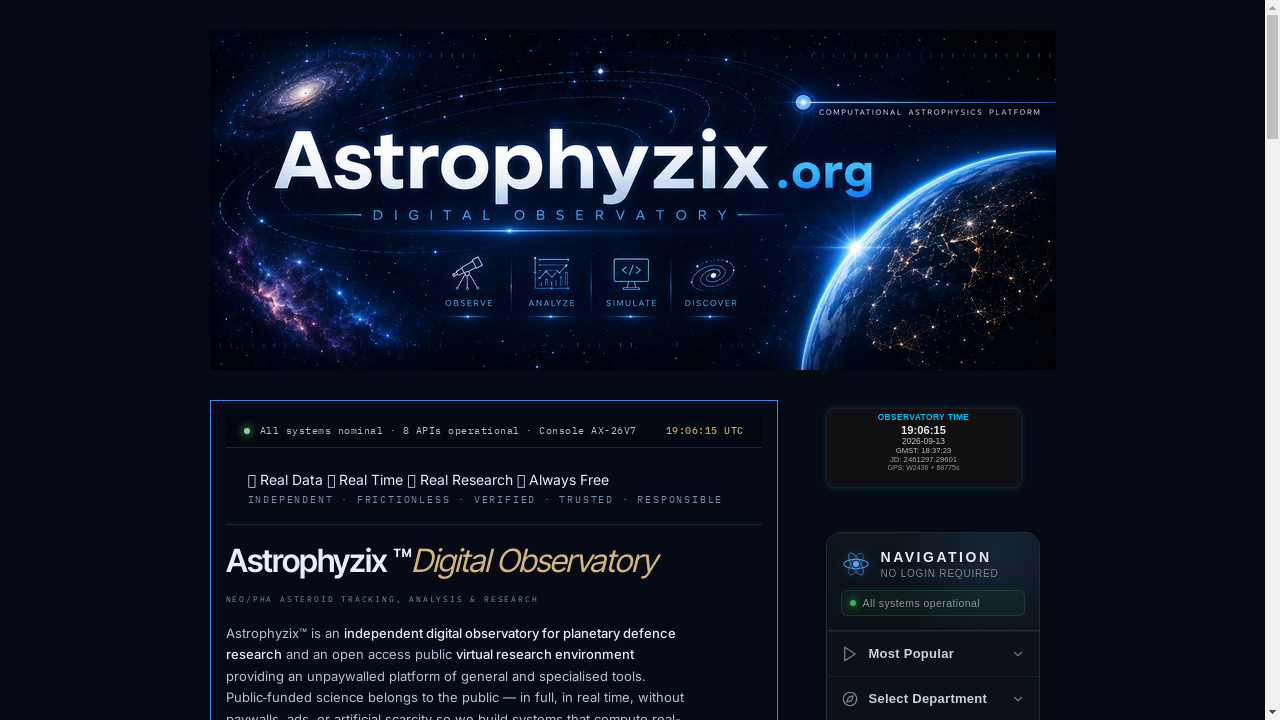 astrophyzix.org desktop screenshot b2b webiste scoring