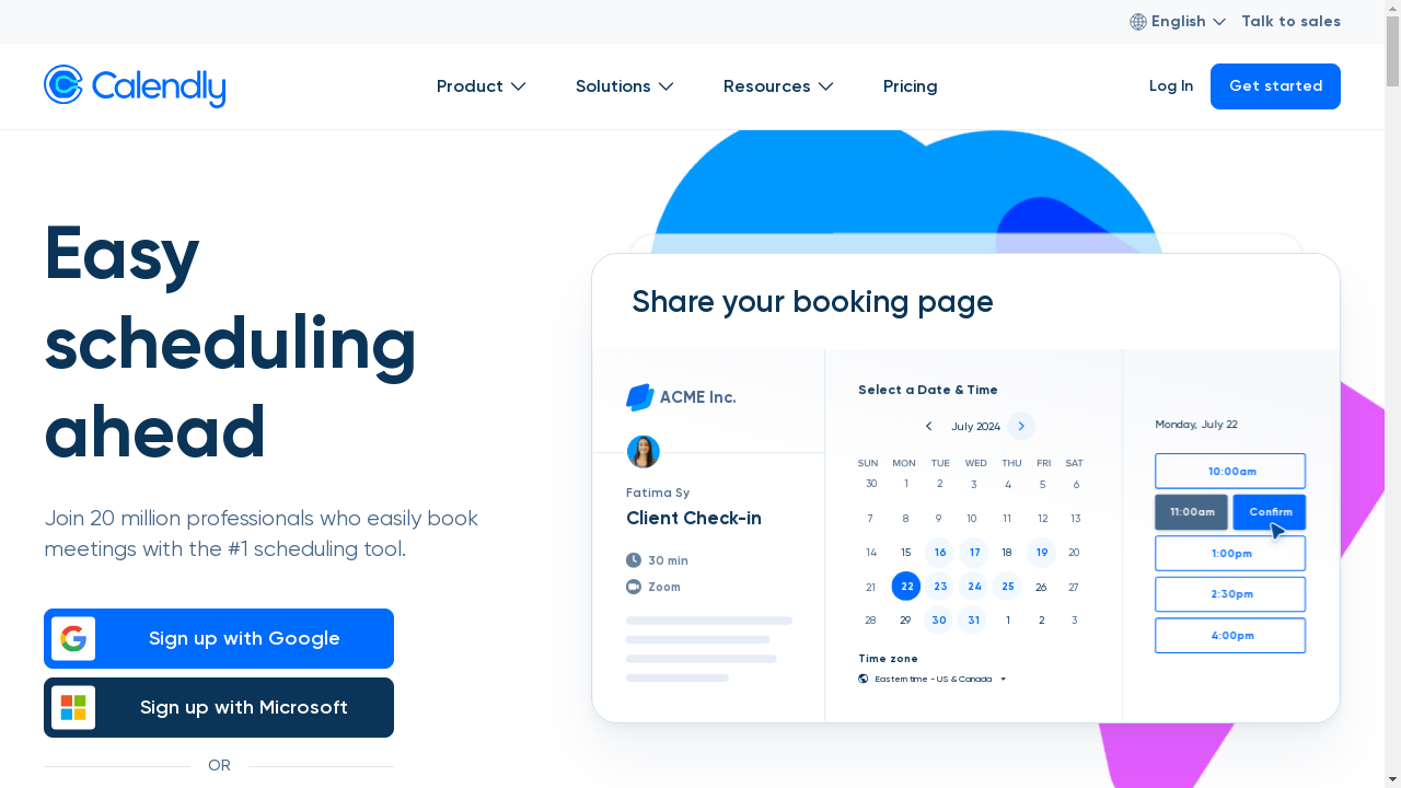 calendly.com desktop screenshot b2b webiste scoring