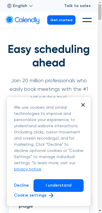 calendly.com mobile screenshot b2b website scoring