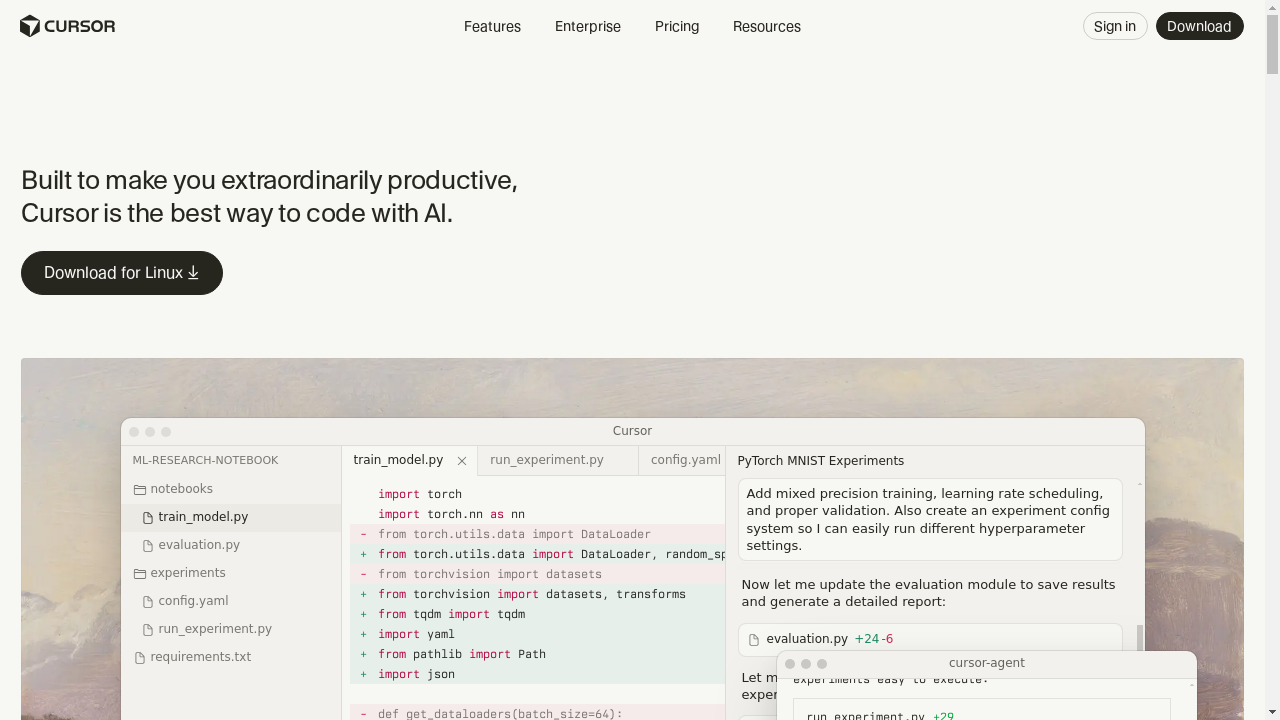cursor.com desktop screenshot b2b webiste scoring