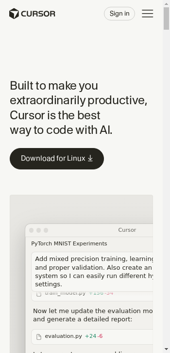 cursor.com mobile screenshot b2b website scoring