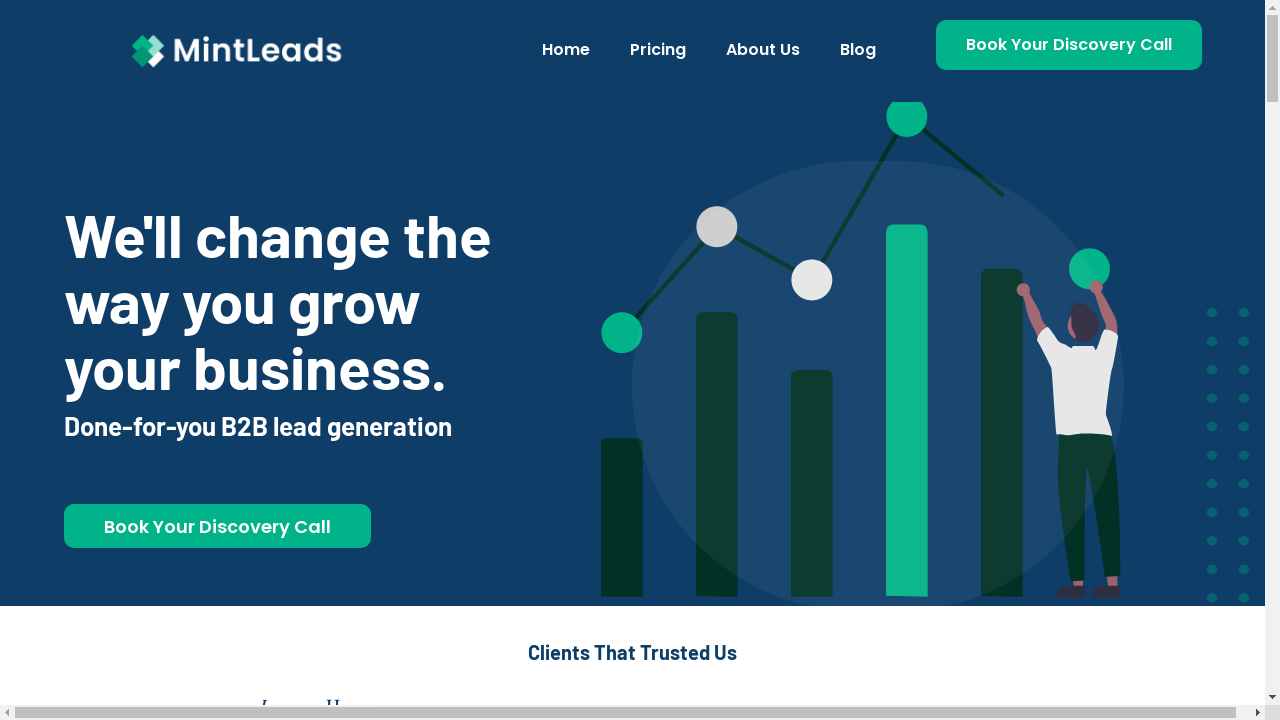 mintleads.io desktop screenshot b2b webiste scoring