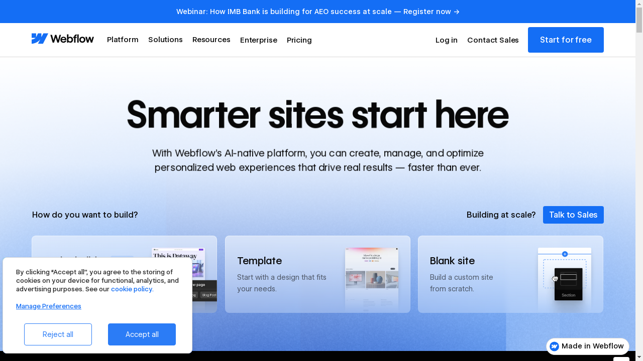 webflow.io desktop screenshot b2b webiste scoring